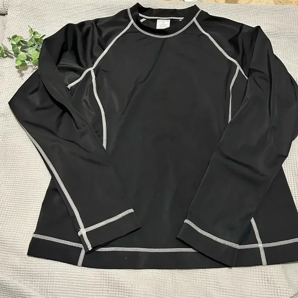 Lands end Kids size 10-12‎ black 100% nylon swim shirt